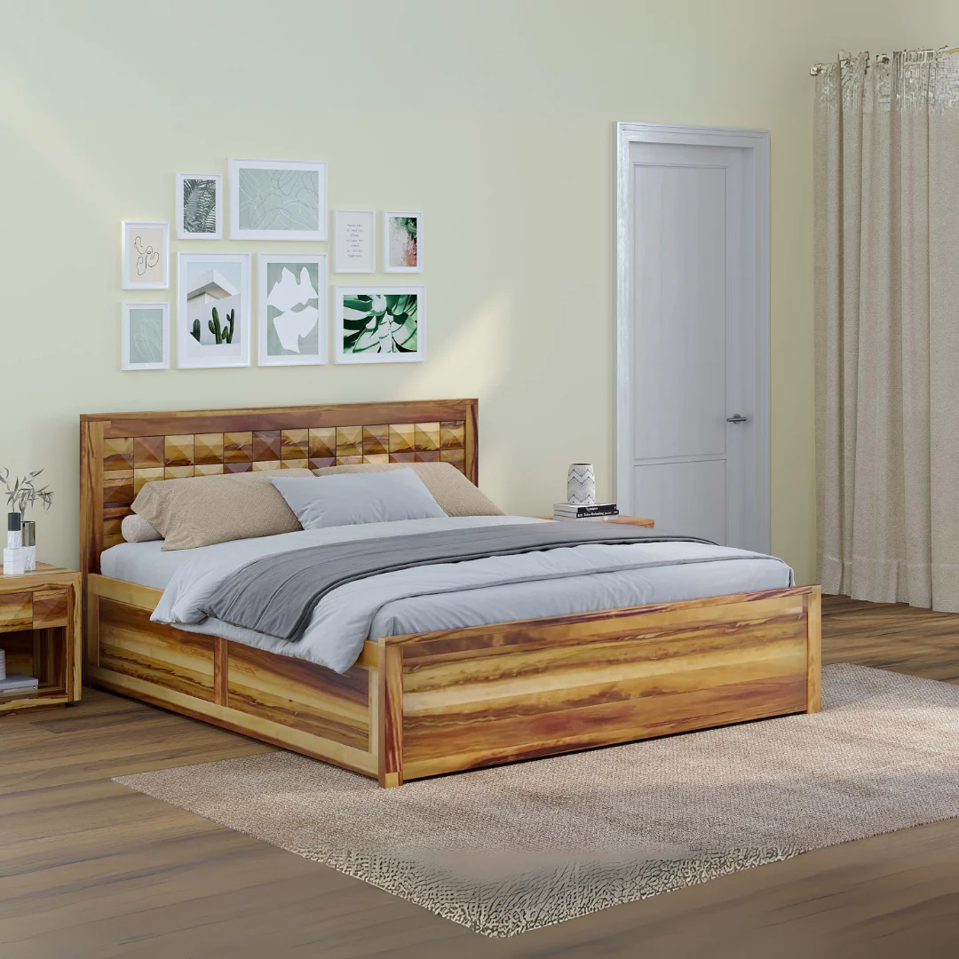 Nova Hydraulic Diamond Bed in Pure UP Teak-1