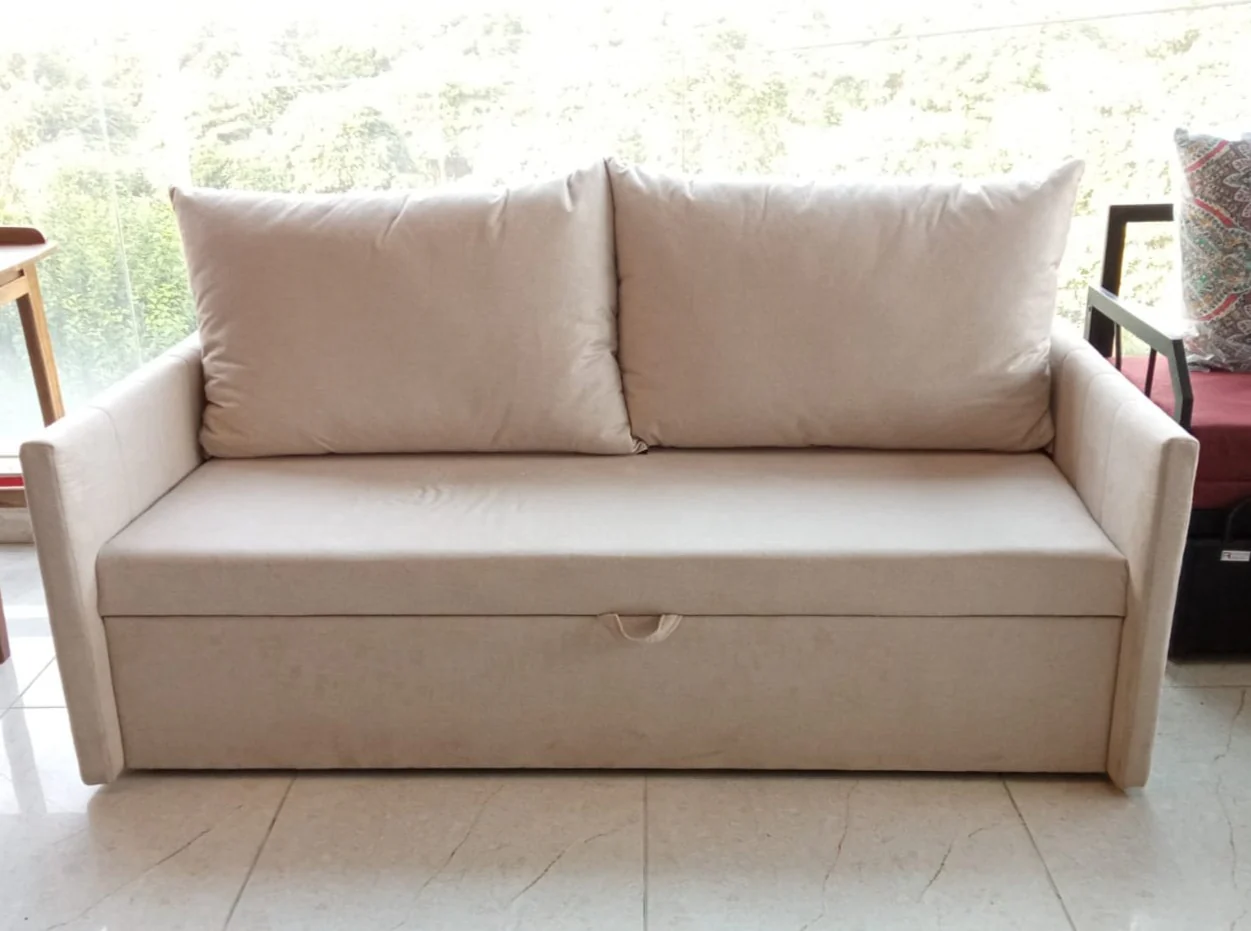 Porto Sofa Cum Bed In Beige Color-2