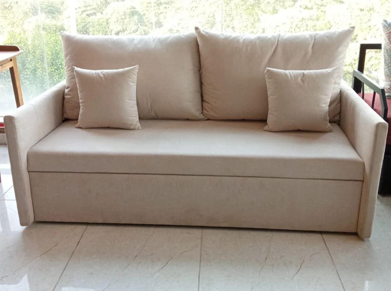 Porto Sofa Cum Bed In Beige Color-3