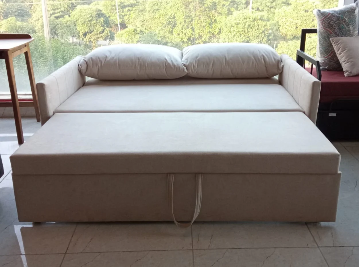 Porto Sofa Cum Bed In Beige Color-4